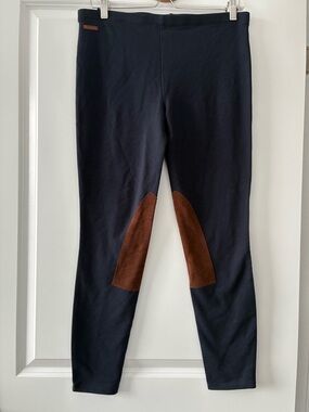 Polo Ralph Lauren Size L Skinny Riding Leggings with Sheep Leather - Navy/Brown